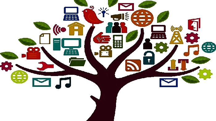 Tree with many different Icon leaves that show different types of media