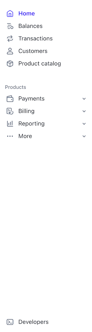 Sidebar menu with options for sales, payments, and reporting.