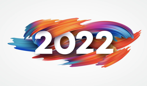 2022 with color swirls in background