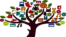 Tree with many different Icon leaves that show different types of media